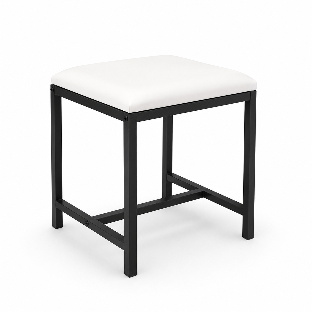 Taboret z białym siedziskiem z ekoskóry